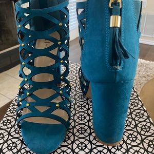 Teal Caged Heel